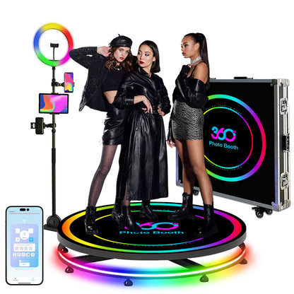 Rotating 360 Photo booth Machine for Video App Control Protable 360photo booth Selfie 360 Photobooth Machine for Parties Events