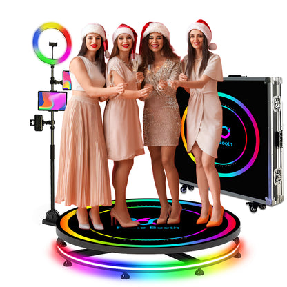 Rotating 360 Photo booth Machine for Video App Control Protable 360photo booth Selfie 360 Photobooth Machine for Parties Events