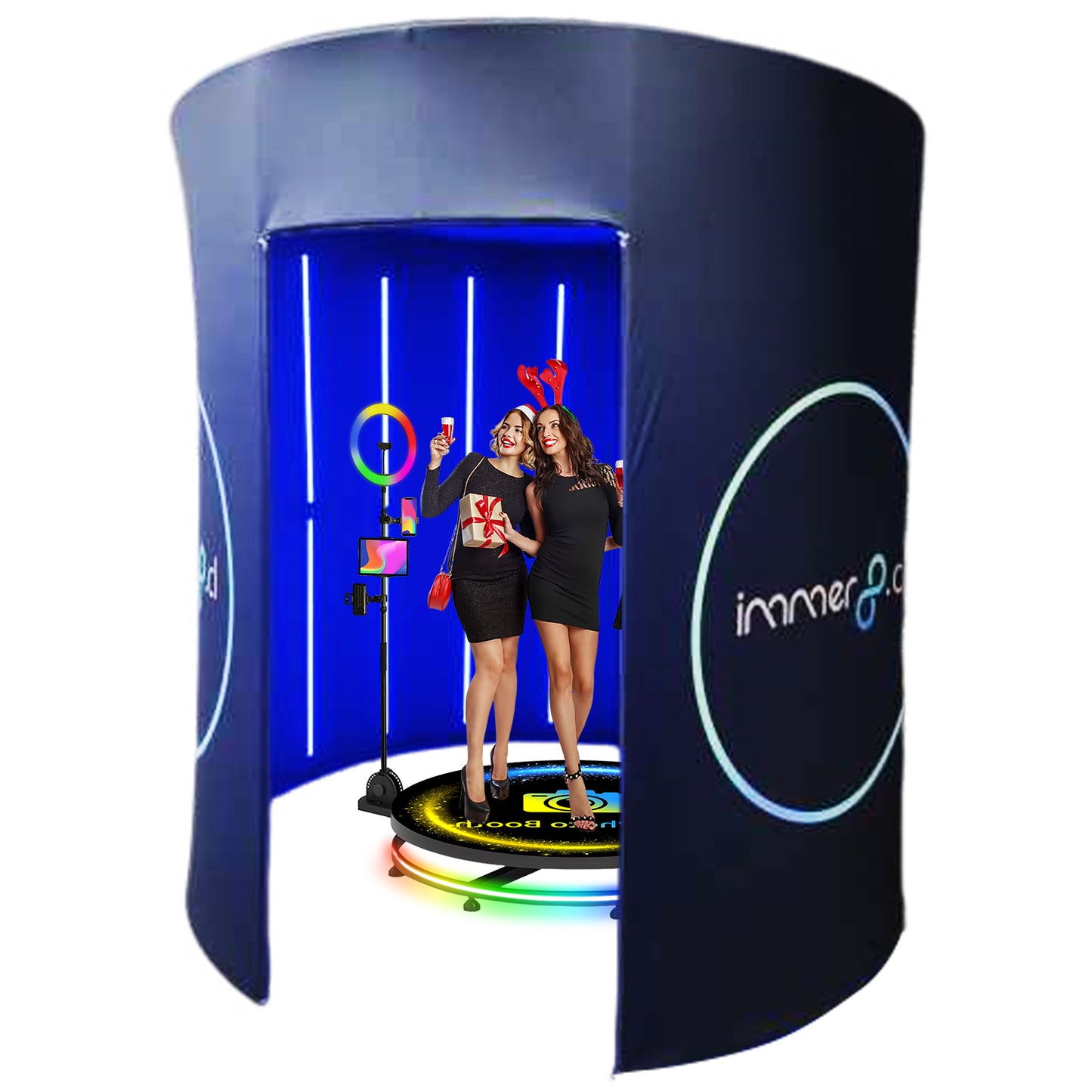 360 Photo Booth Enclosure Photobooth Backdrop 360 Video Photobooth Green Screen Stand Customized for Wedding Party Events