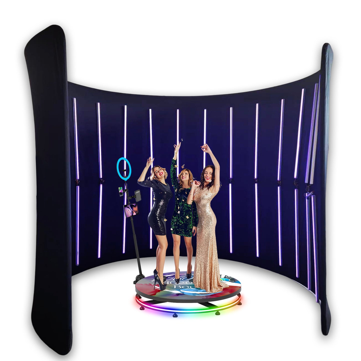 360 Photo Booth Enclosure Photobooth Backdrop 360 Video Photobooth Green Screen Stand Customized for Wedding Party Events