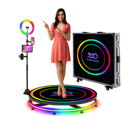 Rotating 360 Photo booth Machine for Video App Control Protable 360photo booth Selfie 360 Photobooth Machine for Parties Events