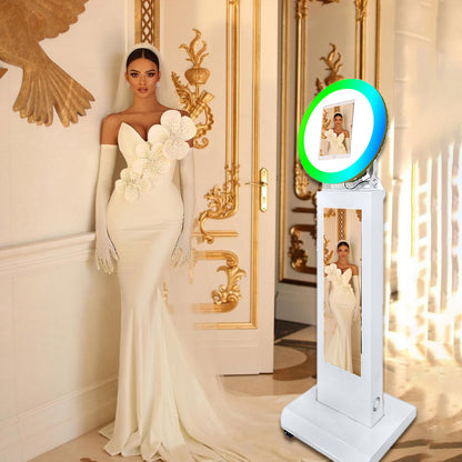 Portable Photo Booth Stand Selfie Station Machine Metal Shell iPad PhotoBooth with LCD Screen for iPad 10.2" 11" 12.9" for Party