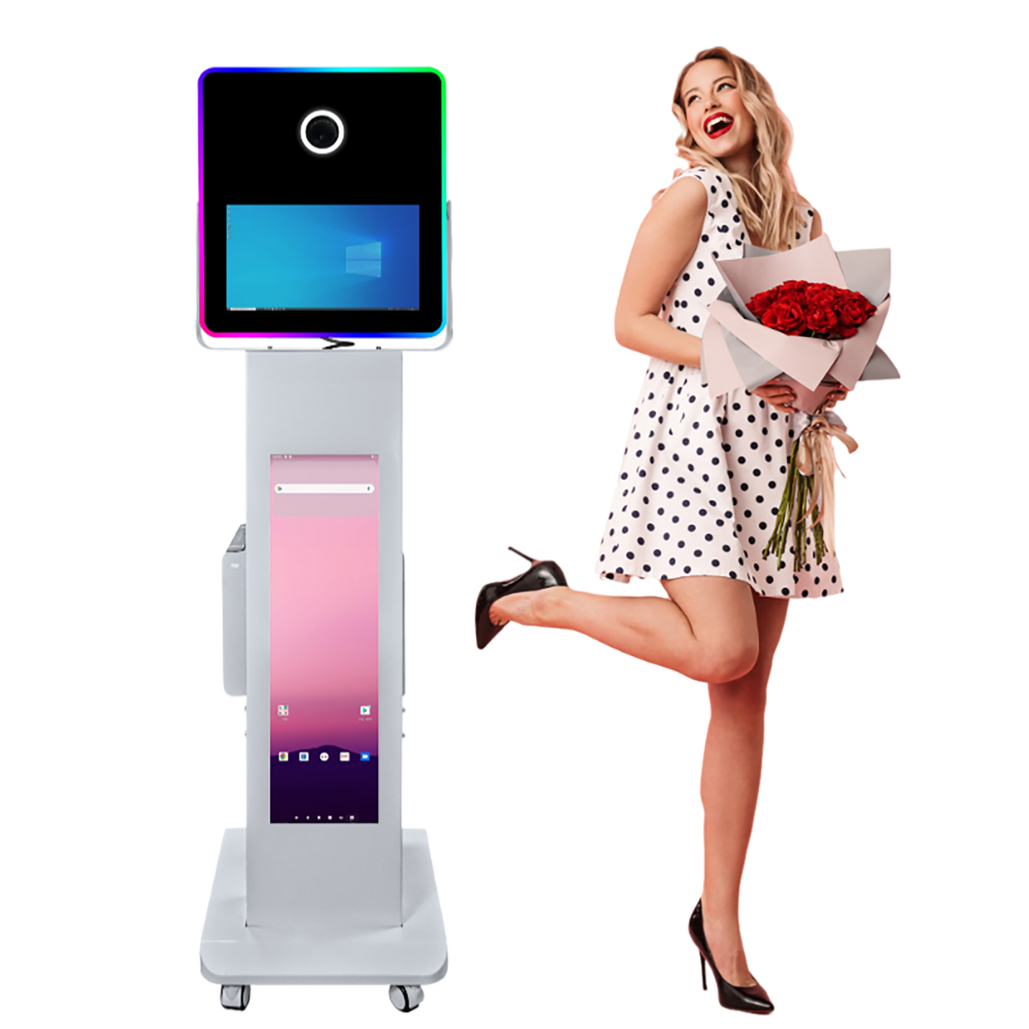 15.6 Inch DSLR Photo Booth Machine with LCD Touch Screen Portable Camera Photobooth Flight Case Packing for Weddings Parties Events