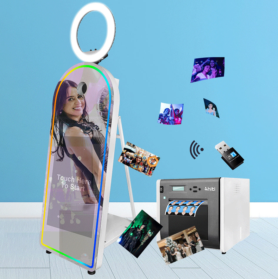 Selfie Arch Mirror Photo Booth Mirror Photo Booth Touch Screen Portable 32'' Touch Screen Photo Booth Machine for Wedding