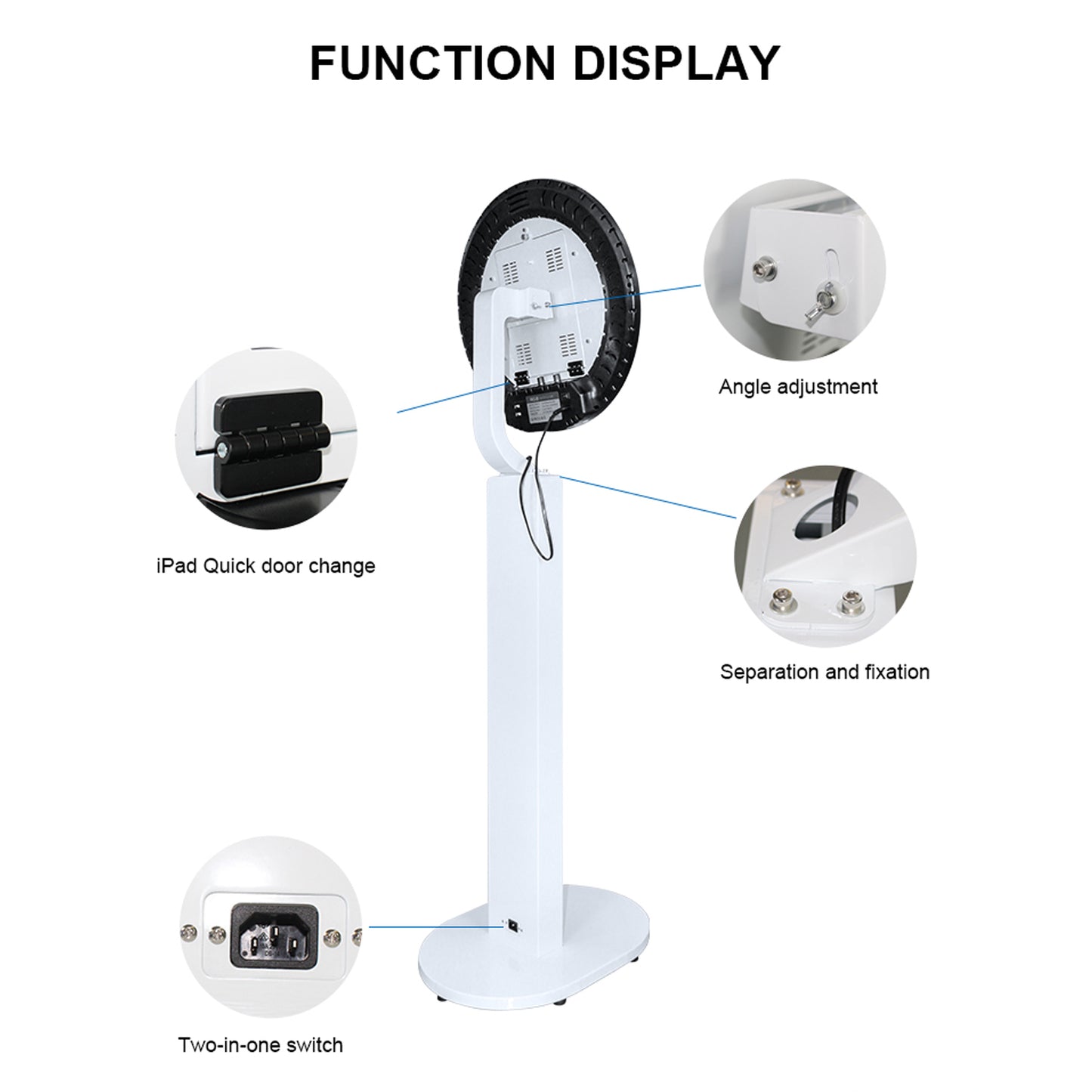 Photo Booth Shell Stand Stand for IPad 10.2" 10.9" 11" 12.9" 13" Printer Stand Selfie Customized Logo Photobooth with Round RGB LED Light Ring and Flight Case for Events Christmas Wedding