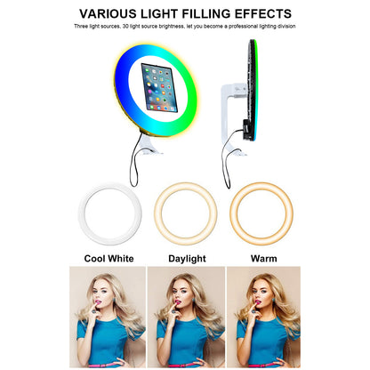 Photo Booth Shell Stand Stand for IPad 10.2" 10.9" 11" 12.9" 13" Printer Stand Selfie Customized Logo Photobooth with Round RGB LED Light Ring and Flight Case for Events Christmas Wedding