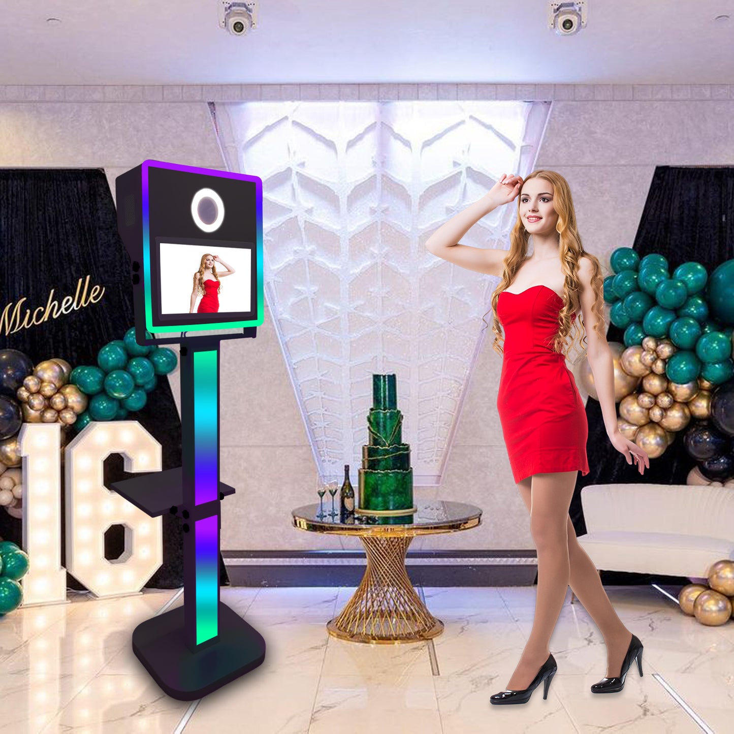 Portable Magic Mirror Photo Booth shell 15.6 Inch Touch Screen DSLR camera Photo Booth kiosk Selfie for Weddings Party Events ﻿