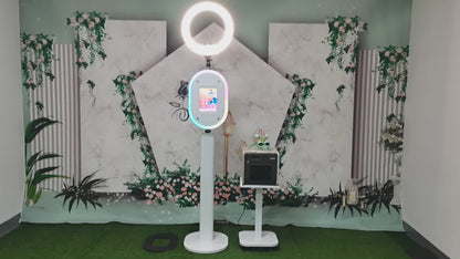 Portable Oval iPad Photo Booth Machine With Ring Light for 10.2/11/12.9 inch iPad Selfie Photobooth Machine for Party Wedding